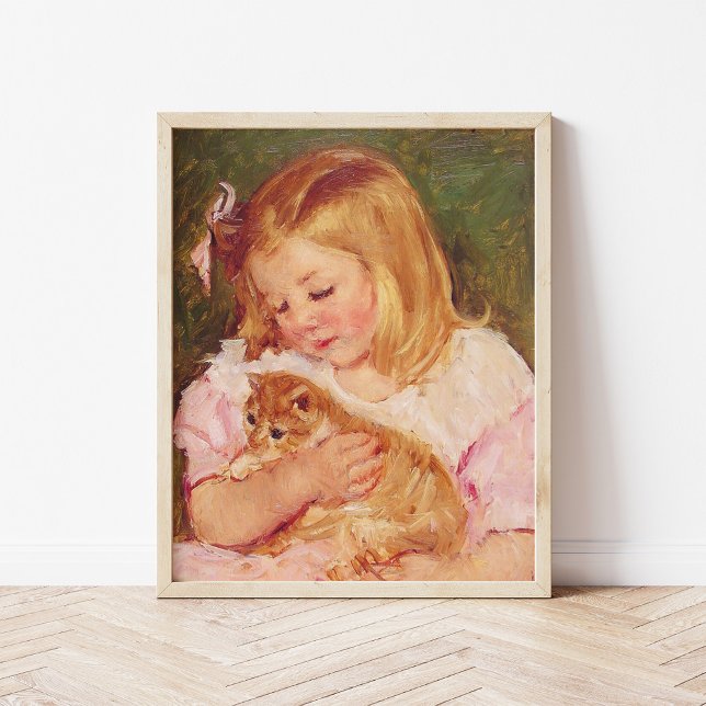 Poster Sara tient un chat | Mary Cassatt (Créateur téléchargé)