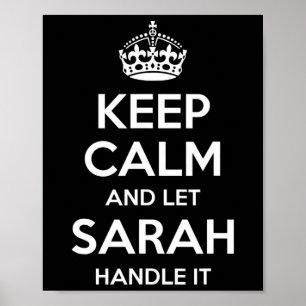 Poster Sarah Keep Calm Nom personnalisé Funny Anniversair