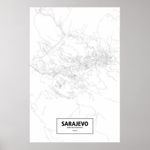 Poster Sarajevo, Bosnie-Herzégovine (noir sur blanc)