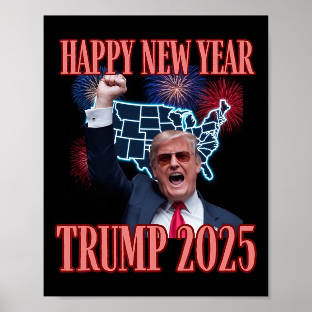 Poster Sarcastique Trump Bonne Année 2025 47e Président (Devant)