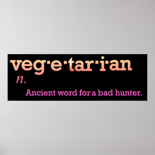 Poster Sarcastique végétarien Définition drôle Dictionnai (Devant)