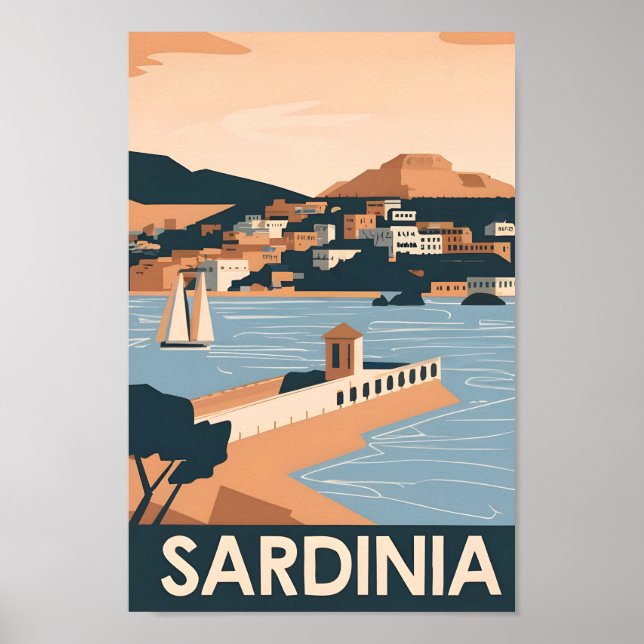 Poster Sardaigne Italie Lieu de voyage célèbre (Devant)