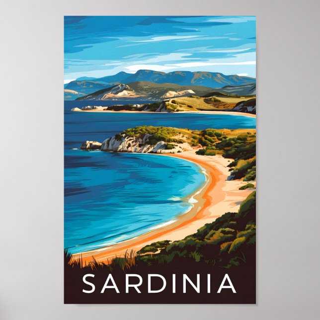 Poster Sardaigne Italie Lieu de voyage célèbre (Devant)