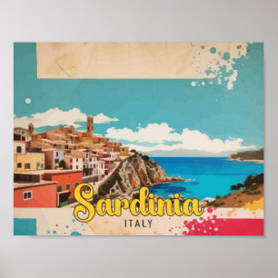 Poster Sardaigne Italie Pop Art Voyage Illustration
