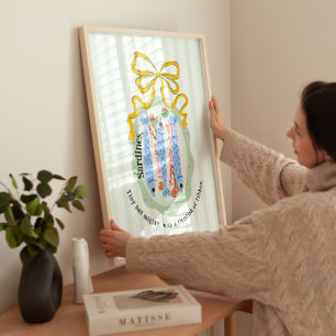 Poster Sardines dans une assiette avec un nœud jaune Affi