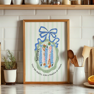 Poster Sardines dans une assiette avec un nœud papillon A