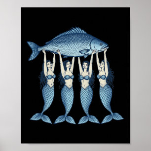 Poster Sardines Poisson en Conserve Sirène Eté Pêcheur Cô