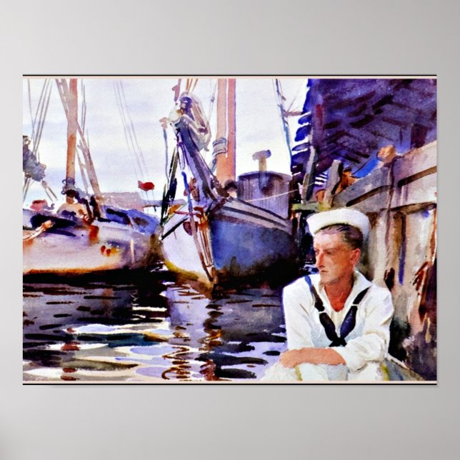 Poster Sargent - Bassin avec Sailor, Villa Vizcaya, Miami (Devant)