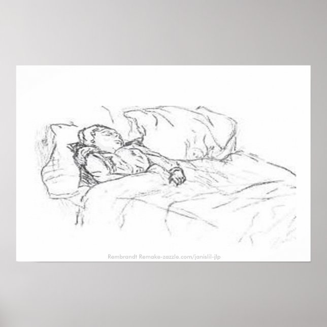 Poster Saskia Asleep In Bed, Rembrandt Remake-jlp (Devant)