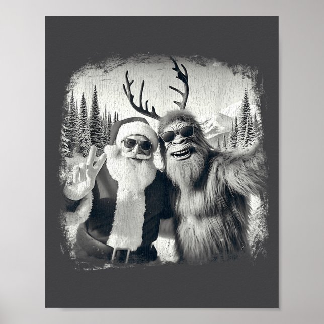Poster Sasquatch 67 Christmas Tree Funny Santa Bigfoot  (Devant)