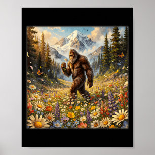Poster Sasquatch dans un champ de fleurs de pissenlit big