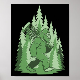 Poster Sasquatch Disc Golf Forêt Drôle Frisbee 