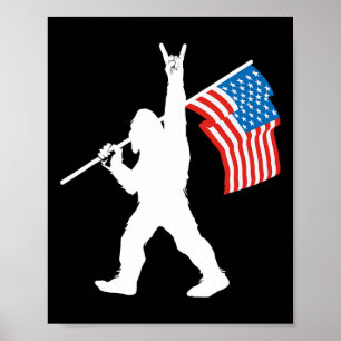 Poster Sasquatch drôle Rock And Roll Drapeau Usa pour Big