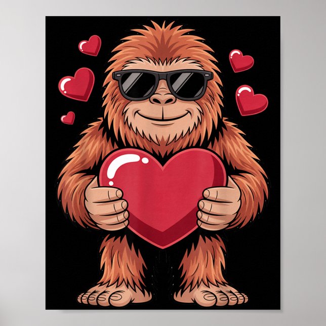 Poster Sasquatch Valentine's Day - Bigfoot Heart Sungles  (Devant)