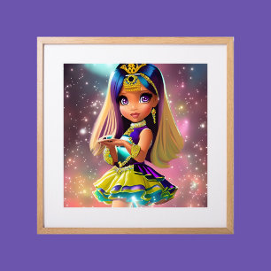 Poster Sassy whimsical Princess rose Tiara ethnie Stars
