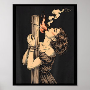 Poster Satan Devil Hell sorcière avec Flames Cigarette Oc