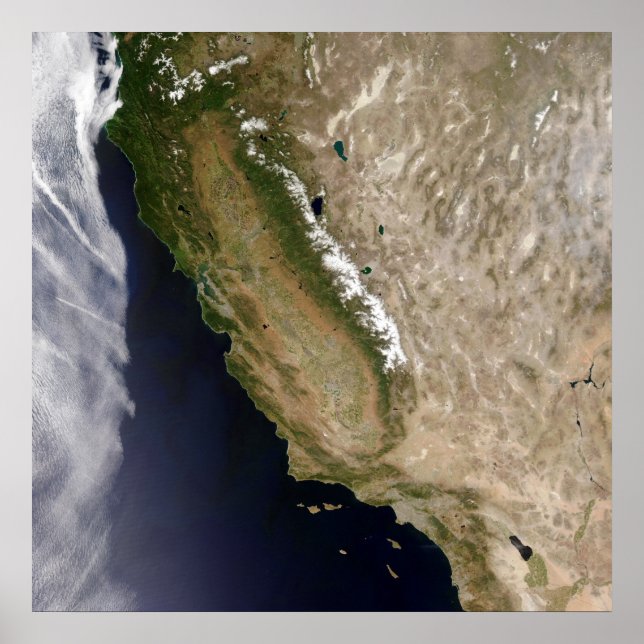 Poster Satellite Cloudfree de Californie (Devant)