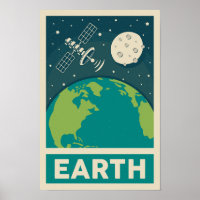 Poster satellite Earth Retro Galaxy