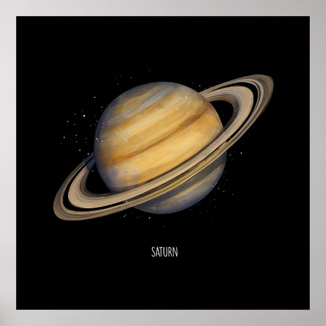 Poster Saturne artistique avec anneaux vibrants (Devant)