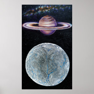 Poster Saturne et Encelade