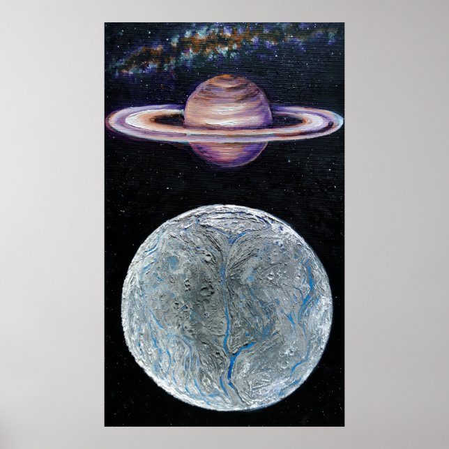 Poster Saturne et Encelade (Devant)
