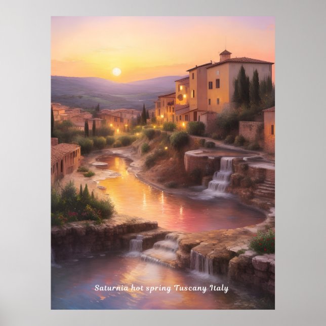 Poster Saturnia Hot Springs Toscane Italie Sunset (Devant)
