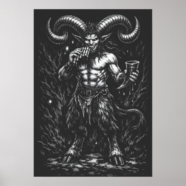 Poster Satyre d'hiver cornu — par BurnsInHell (Devant)