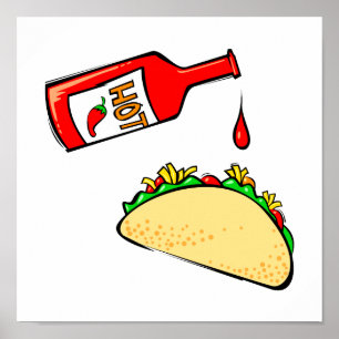 Poster Sauce piquante dégoulinant sur un taco