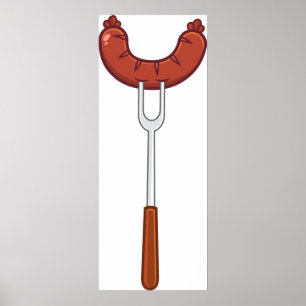 Poster Saucisse Sur Une Fourche