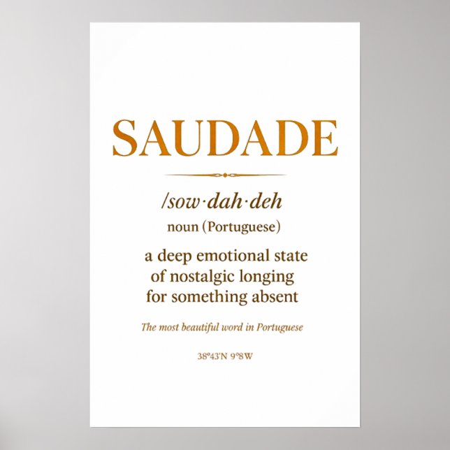 Poster Saudade – Minimalist Portuguese Definition Print | (Devant)