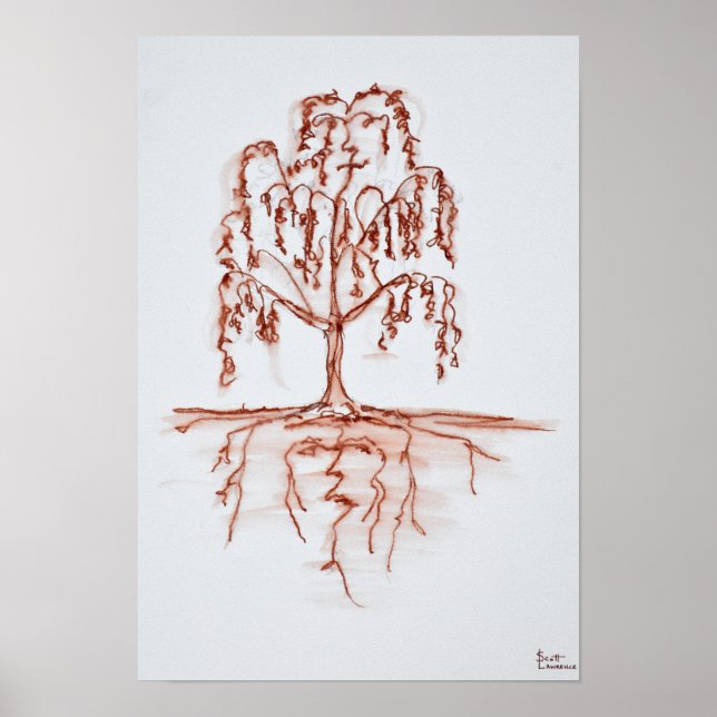 Poster Saule de pleur avec coeur et âme (Devant)