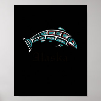 Poster Saumon de l'Alaska Pêche Amérindien
