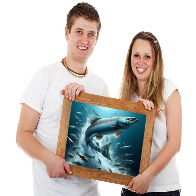 Poster Saumon majestueux pendant la Danse Lune 24x18 (Créateur téléchargé)