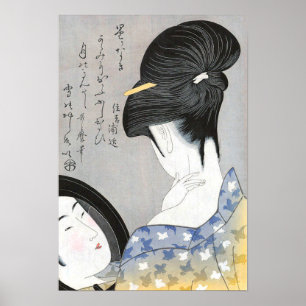 Poster Saupoudrage du cou Kitagawa Utamaro