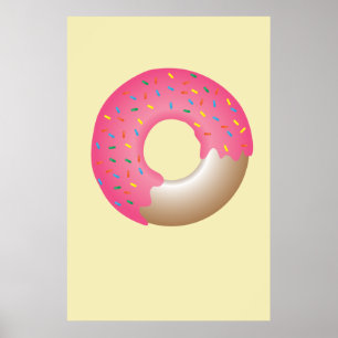 Poster Saupoudrer rose sur la cuisine à illustration jaun