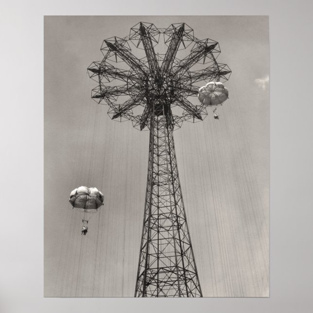 Poster Saute en parachute sur l'île Coney (Devant)