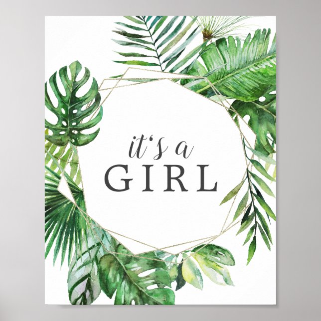 Poster Sauvage Baby shower de palmier Tropical C'est un s (Devant)