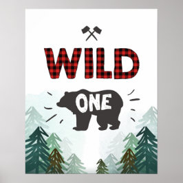 Poster Sauvage de bûcheron Un arbre forestier Sauvage Un 
