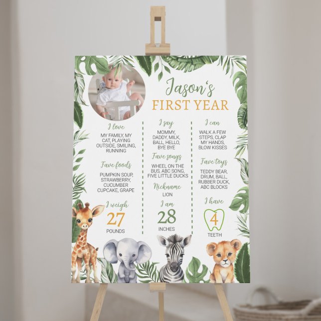 Poster Sauvage un Safari animal 1er anniversaire Jalon (Créateur téléchargé)