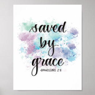 Poster Sauvé par grâce arrière - plan aquarelle