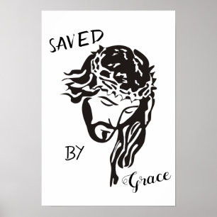 Poster Sauvé par la grâce de Dieu Jésus SVG