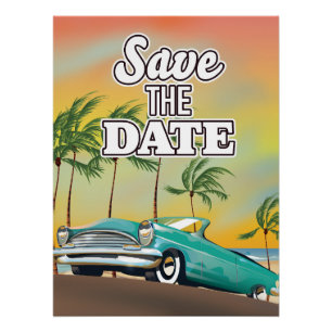 Poster Sauver la date voiture classique