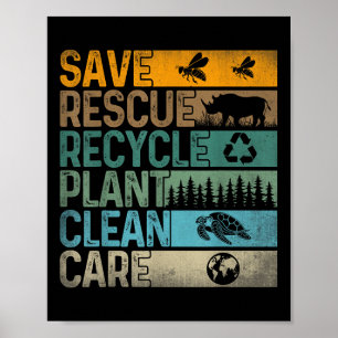 Poster Sauver les abeilles Secourir les animaux Recycler