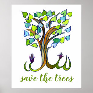 Poster SAUVER LES ARBRES L'arbre de forêt l'amour le coeu