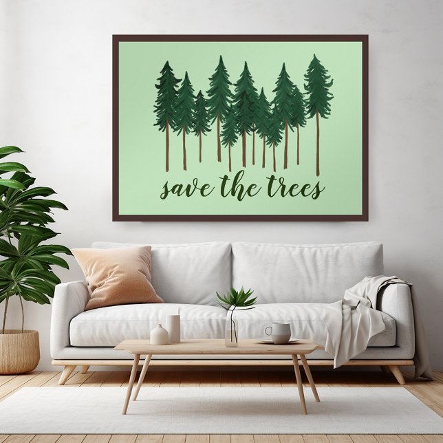 Poster SAUVER LES ARBRES L'art forestier (SAVE THE TREES forest art Custom Green Earth Day Poster
)