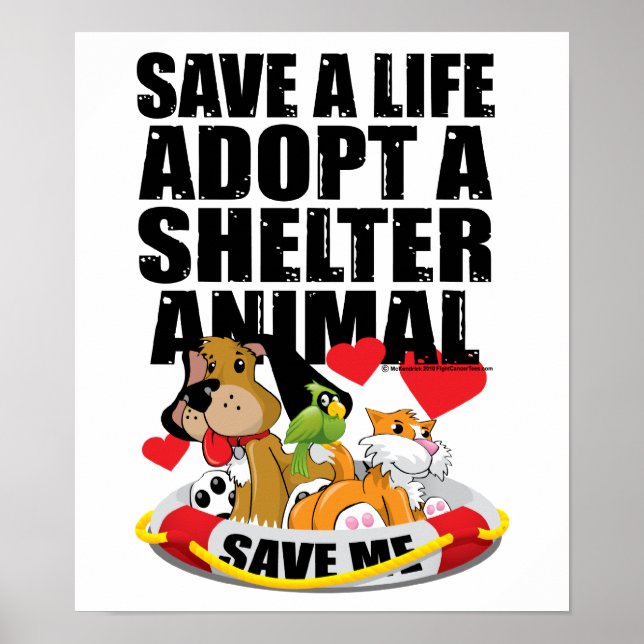 Poster Sauver une vie Adopter un abri animal (Devant)