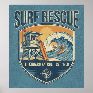 Poster Sauvetage de Surf Patrouille de Maître-Nageur Étab