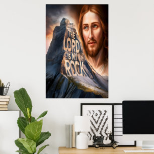 Poster Sauveur Divin : Le Seigneur Est Mon Rocher