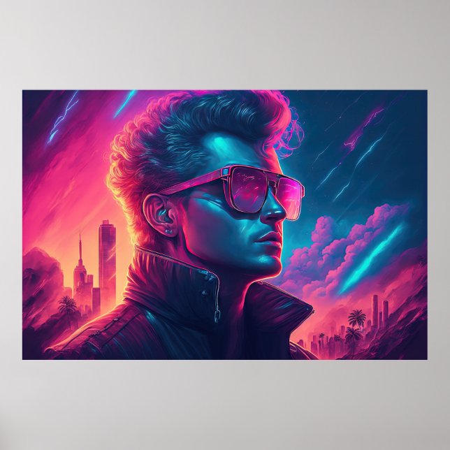 Poster Sauveur Synthwave : L'Icône Illuminée (Devant)