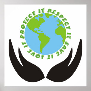 Poster Sauvez la planète terre et mains